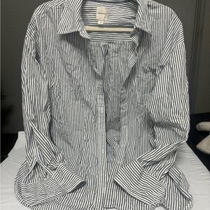 Maeve Black and White Striped Men's Shirt